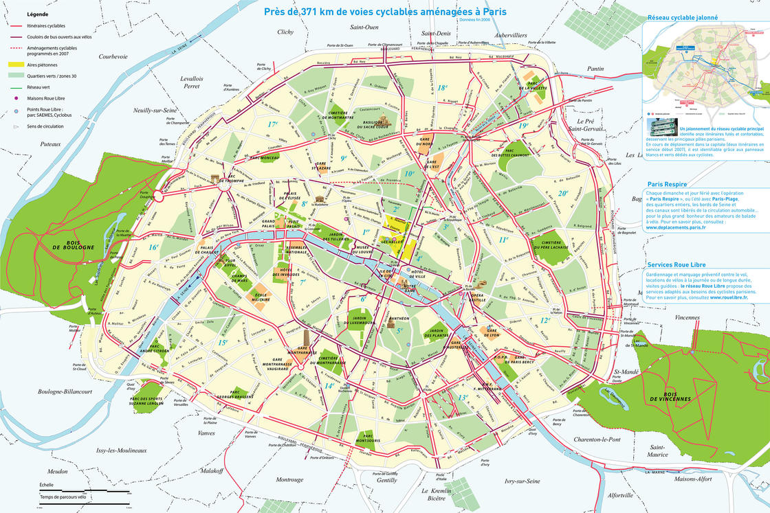 Plan pistes cyclables Paris